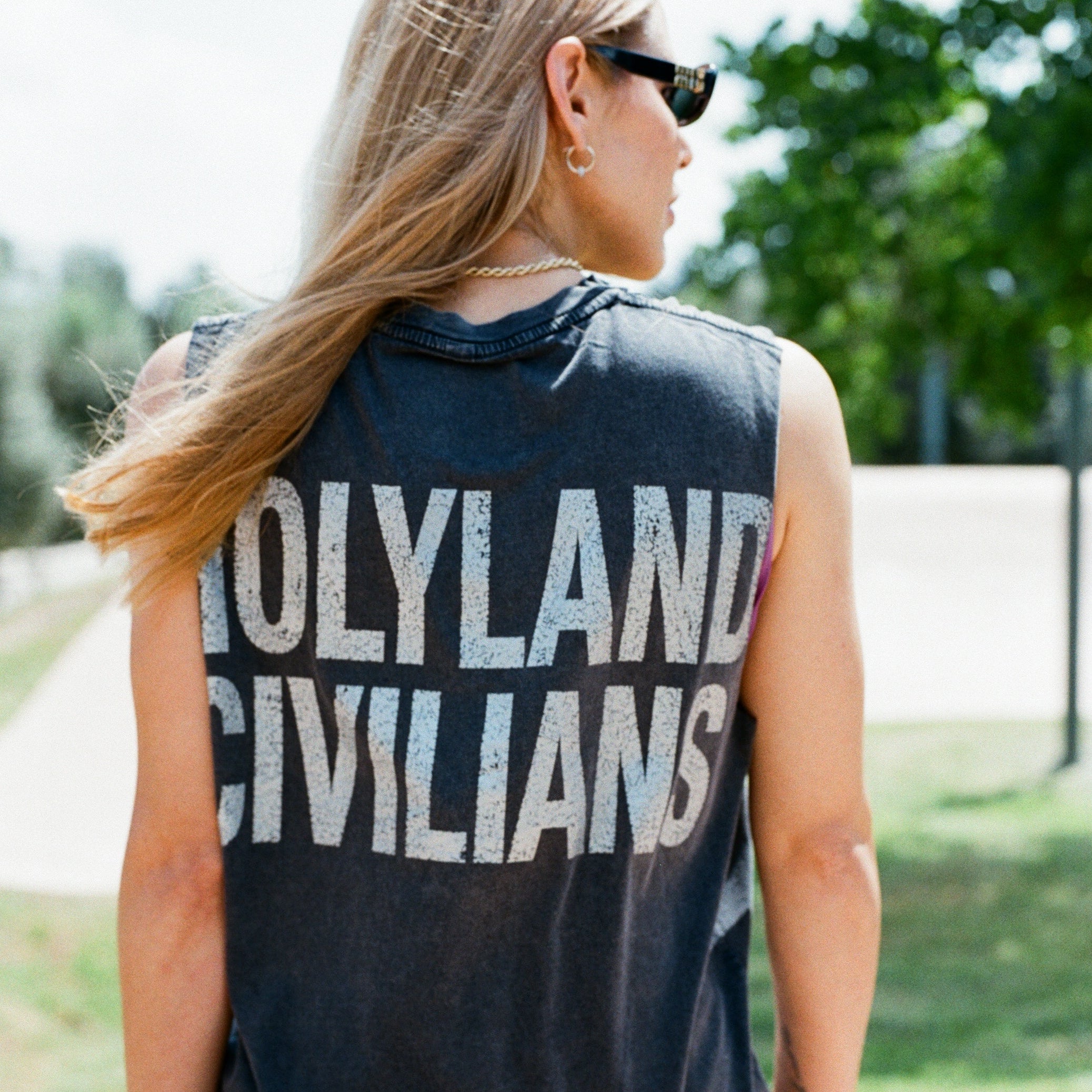 HOLYLAND CIVILIANS SILVER SLEEVELESS TANK HOLYLAND CIVILIANS IL
